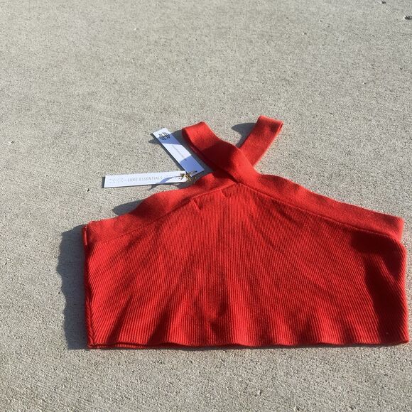 House of Harlow 1960 Luxe Womans Cross Halter Crop Top Red 4th Of July NWT Large - Picture 7 of 7
